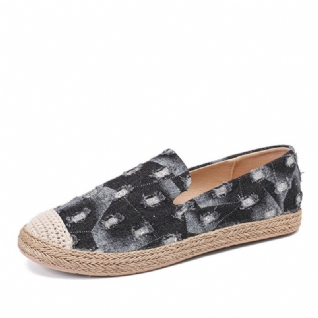 Femmes Confortable Denim Ripped Design Espadrilles Appartements Mocassins