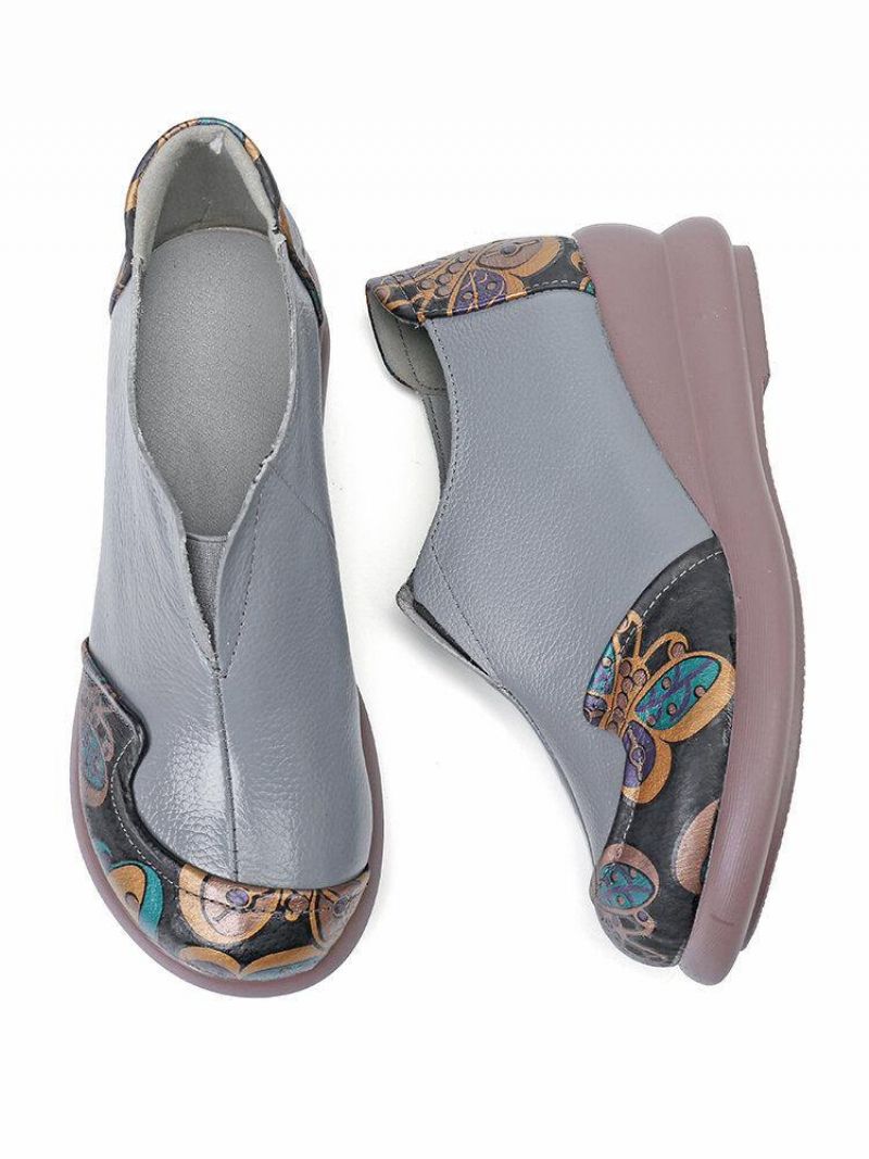 Femmes Rétro Ethnique Motif Floral Épissage Léger Antidérapant Wedges