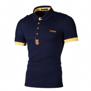 Chemise De Golf D'affaires Pour Hommes Patchwork À Manches Courtes Slim Spring Summer Casual Cotton Tops