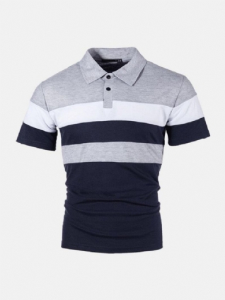 Chemise De Golf Décontractée À Manches Courtes Et Col Rabattu De Couleur Blcok Pour Hommes