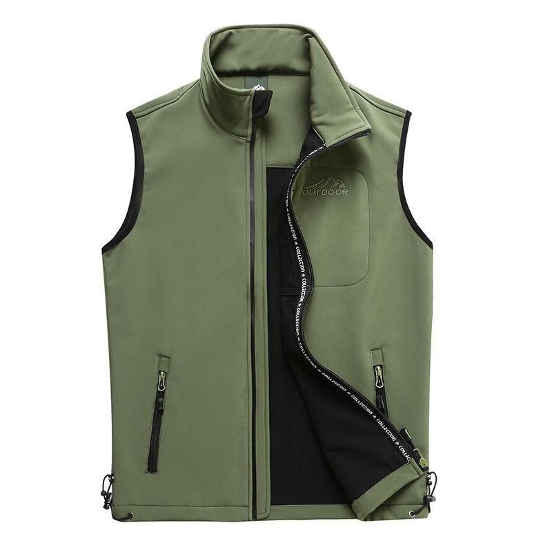 Gilet De Couleur Unie Chaud Pour Hommes En Plein Air Soft Shell Sport