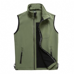 Gilet De Couleur Unie Chaud Pour Hommes En Plein Air Soft Shell Sport