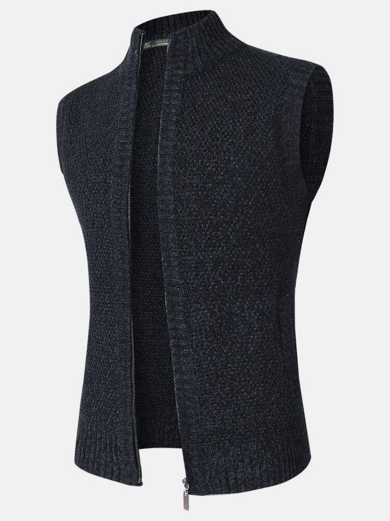 Gilets Décontractés Sans Manches En Tricot Pour Hommes Avec Poche Oblique