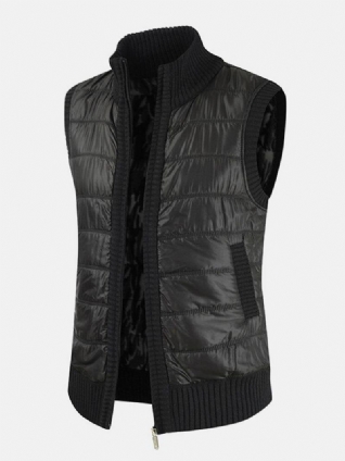 Gilets En Laine Sans Manches Pour Hommes Avec Poche Oblique Et Doublure Chaude De Couleur Unie