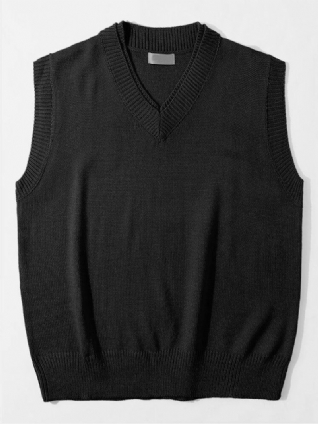 Pull En Tricot De Coton Décontracté Sans Manches À Col En V Pour Hommes