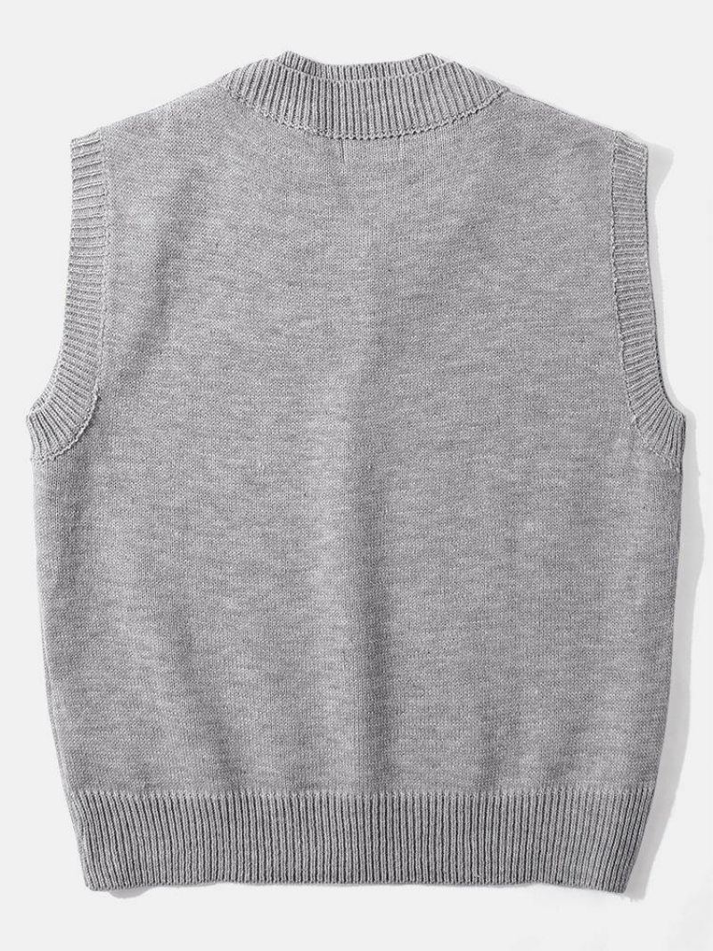 Pull En Tricot De Coton Décontracté Sans Manches À Col En V Pour Hommes