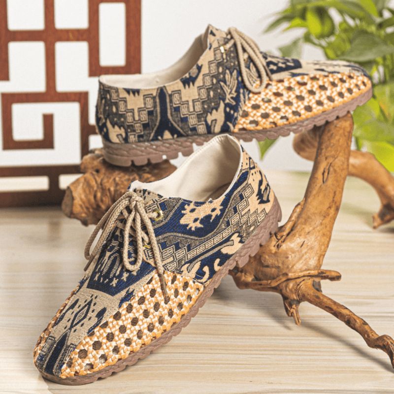 Chaussures En Toile Décontractées À Motif De Style Chinois Respirantes Et Respirantes Pour Hommes