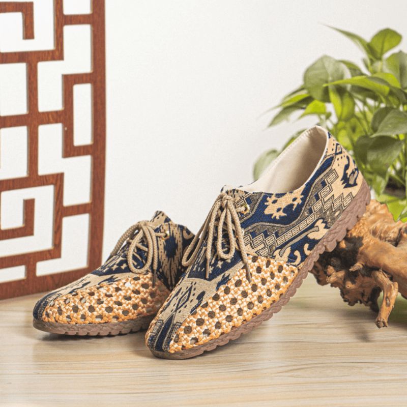 Chaussures En Toile Décontractées À Motif De Style Chinois Respirantes Et Respirantes Pour Hommes