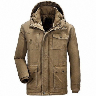 Hiver Velours Plus Épais Chaud Amovible Capuche Coton Hommes Veste Parkas