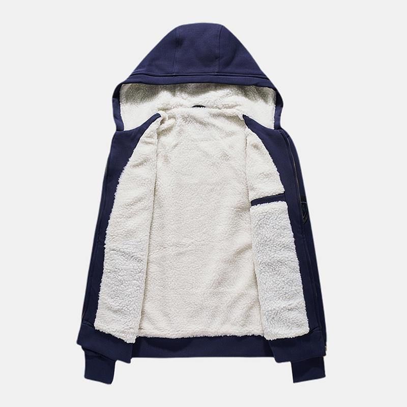 Veste Décontractée À Capuche En Coton Brossé De Couleur Unie Pour Hommes