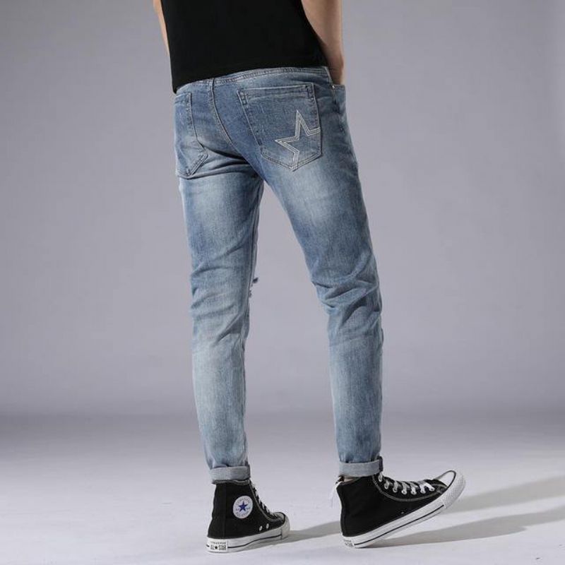 Jeans Trou Bleu Clair Pour Hommes