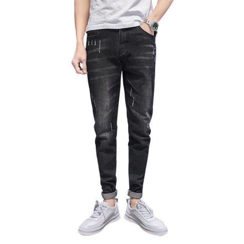 Saison Nouveaux Jeans Élastiques Pour Hommes Casual Slim Feet Pantalons Tendance Pantalons Longs Pour Hommes