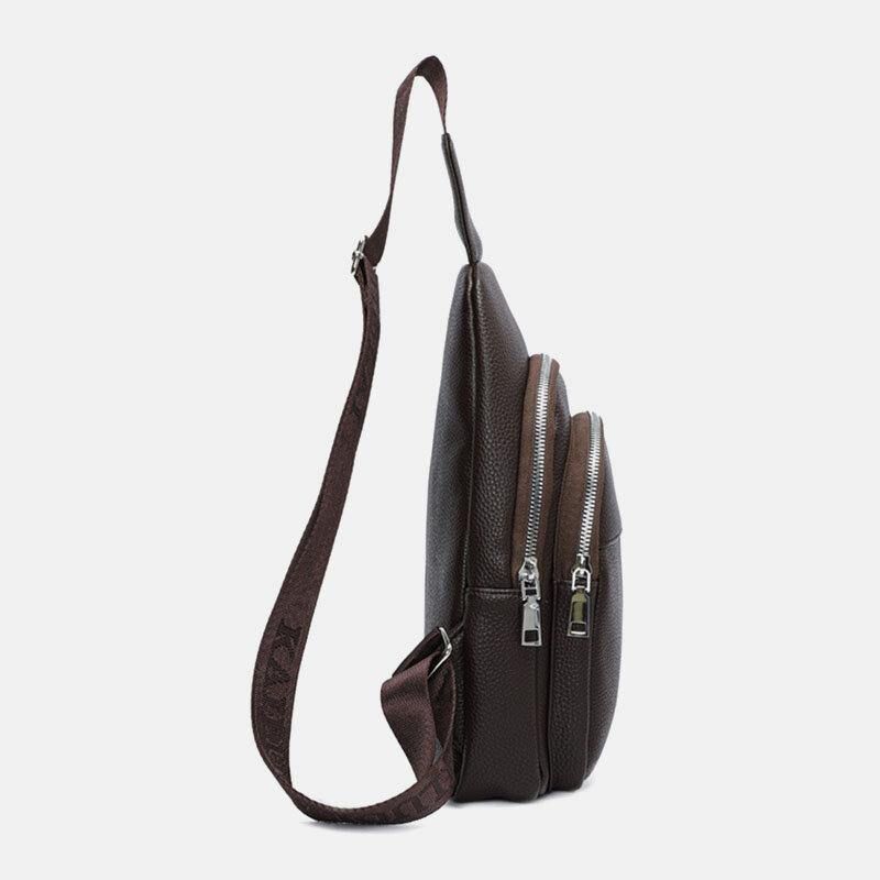 Hommes Faux Cuir Casual Outdoor Mode Grande Capacité Sac Bandoulière Sac Poitrine