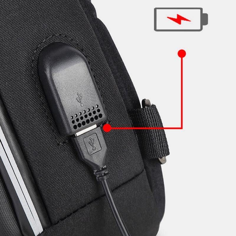 Hommes Grande Capacité Usb Charge Multi-couches Sac À Bandoulière Étanche Sac De Poitrine Sac À Bandoulière