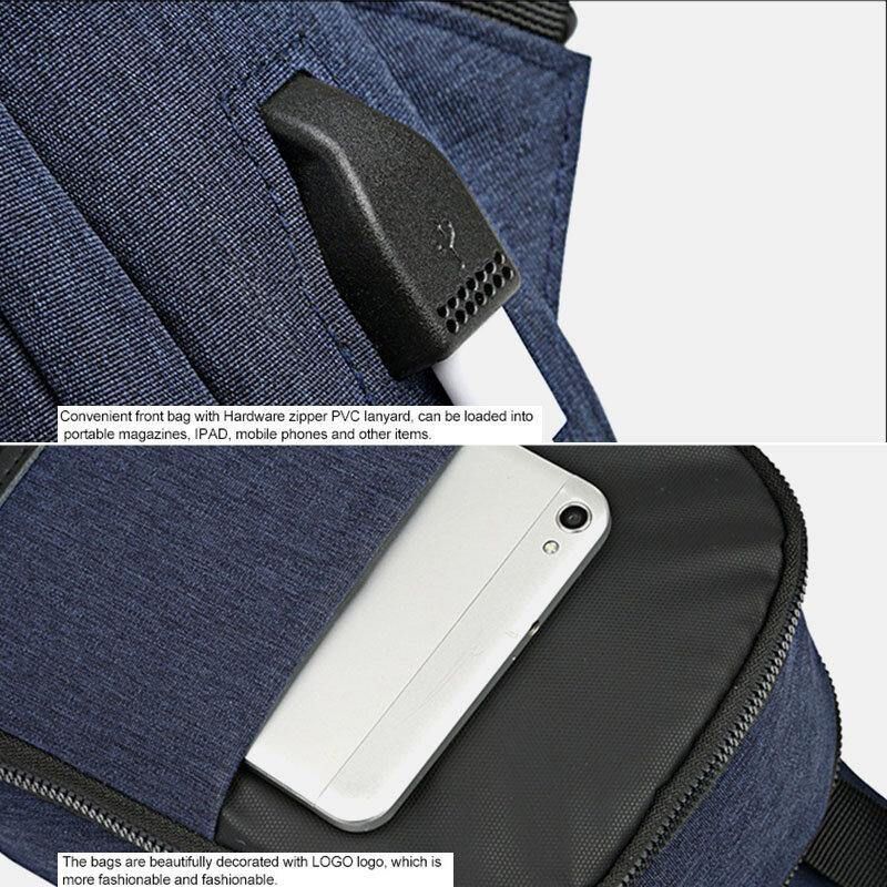 Hommes Oxford Étanche Grande Capacité Usb Chargement Poitrine Sac Messager Sac À Bandoulière