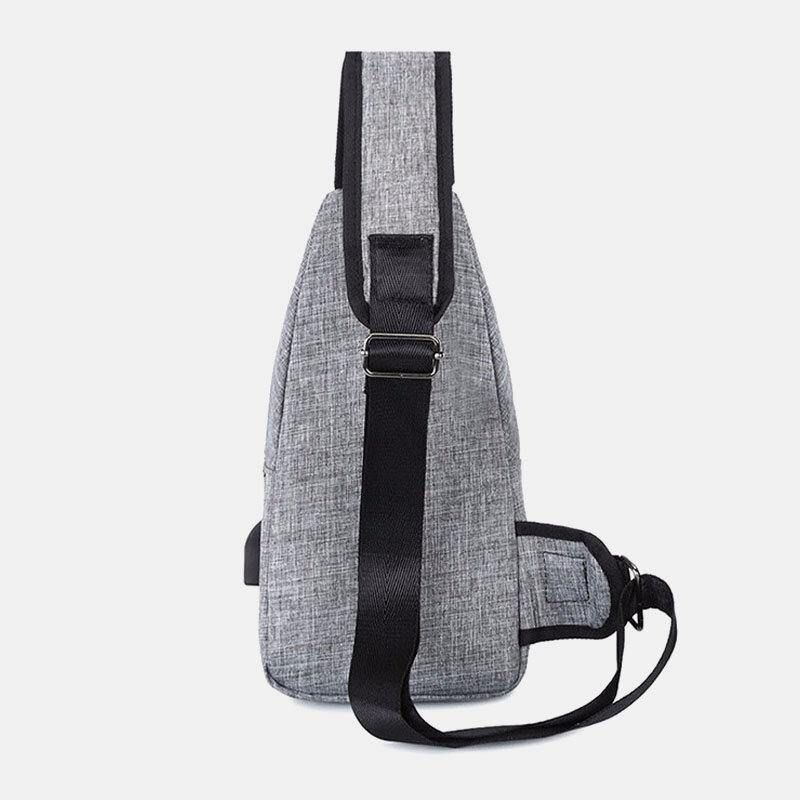 Hommes Oxford Tissu Usb Charge Multi-poches Grande Capacité Sac De Poitrine Étanche Sac À Bandoulière