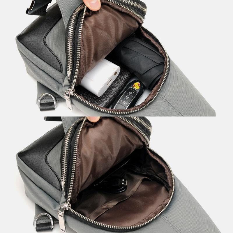 Hommes Oxford Usb Charge Étanche Décontracté Extérieur Sac À Bandoulière Sac De Poitrine Sac À Bandoulière