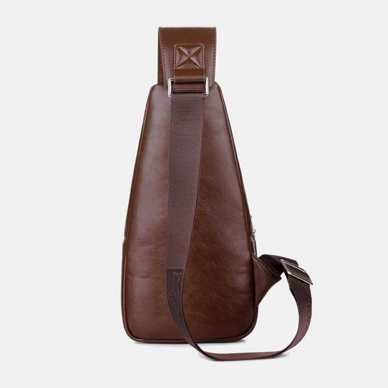 Hommes Pu Cuir Affaires Décontracté Extérieur Étanche Multi-transport Sac À Bandoulière Sac À Bandoulière Sac De Poitrine Avec Chargement Usb