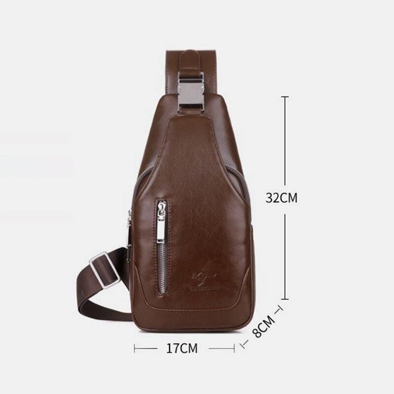 Hommes Pu Cuir Affaires Décontracté Extérieur Étanche Multi-transport Sac À Bandoulière Sac À Bandoulière Sac De Poitrine Avec Chargement Usb