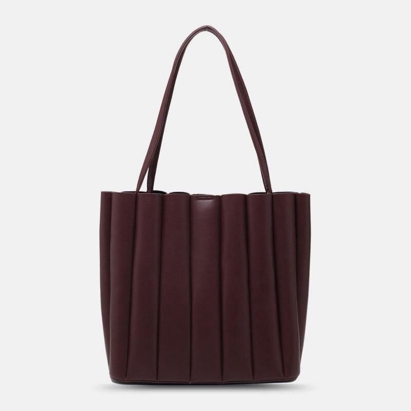 2 Pièces Femmes Pu Cuir Rayure Petit Sac Carré Grande Capacité Sac Froncé Sac À Main Sac À Bandoulière