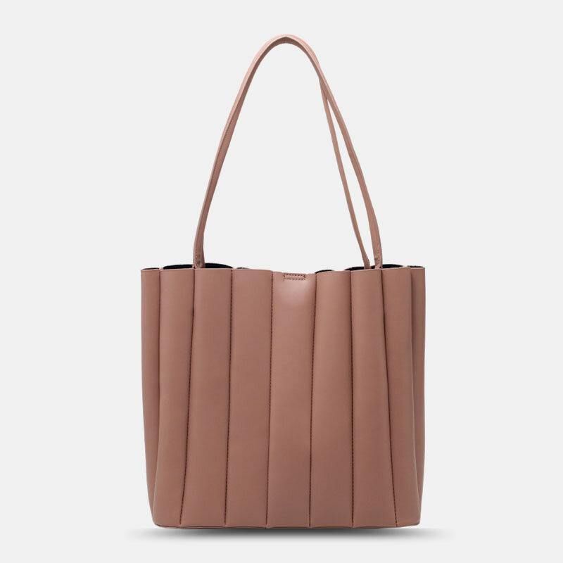 2 Pièces Femmes Pu Cuir Rayure Petit Sac Carré Grande Capacité Sac Froncé Sac À Main Sac À Bandoulière