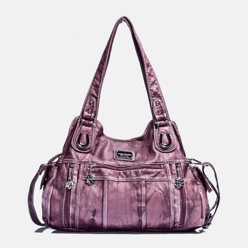 Angel Kiss Femmes Pu Cuir Multi-porter Solide Couleur Sac À Bandoulière Sac À Bandoulière Fourre-tout Sac À Main