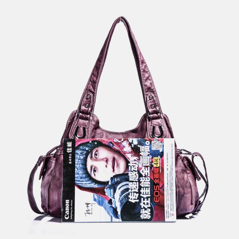 Angel Kiss Femmes Pu Cuir Multi-porter Solide Couleur Sac À Bandoulière Sac À Bandoulière Fourre-tout Sac À Main