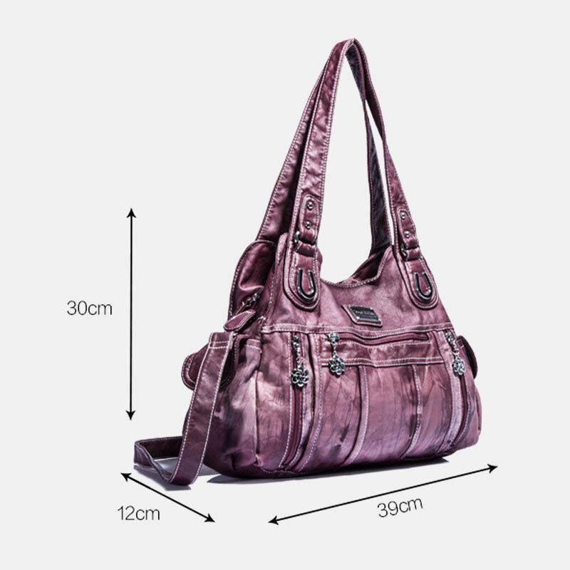 Angel Kiss Femmes Pu Cuir Multi-porter Solide Couleur Sac À Bandoulière Sac À Bandoulière Fourre-tout Sac À Main