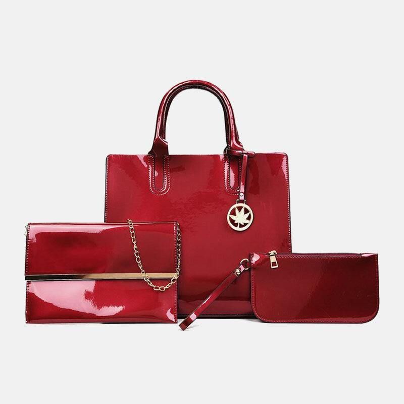 Femmes 3 Pièces En Cuir Pu Multi-pièces En Cuir Couleur Unie Dames Sacs Sac À Main Pochette Sac À Bandoulière