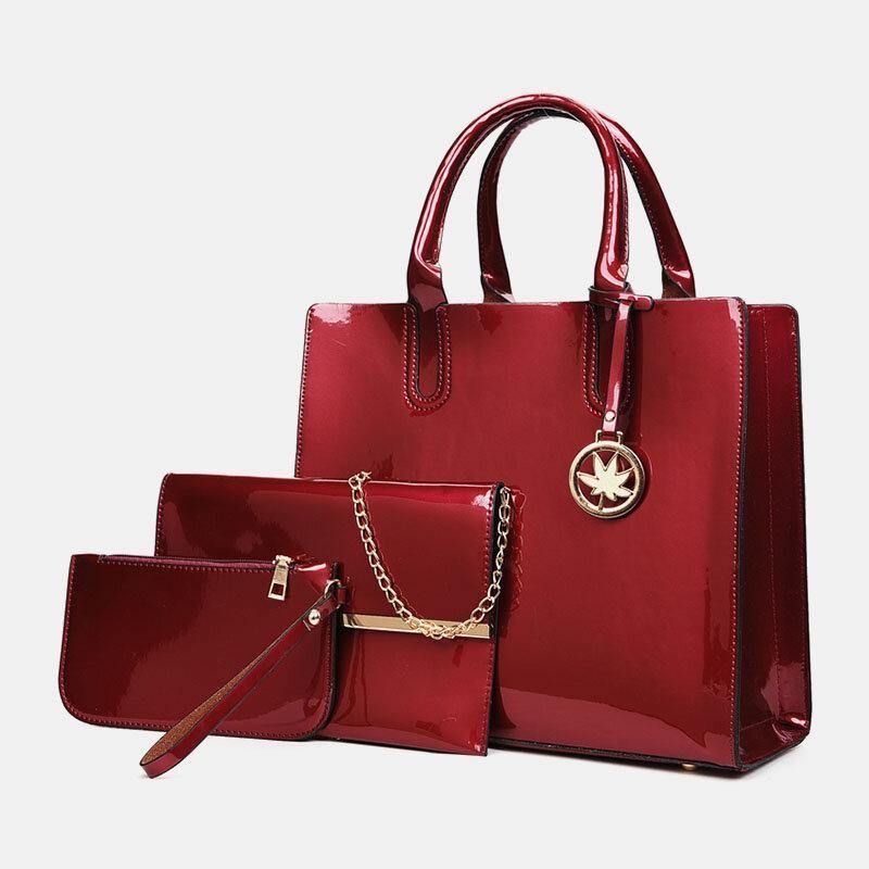 Femmes 3 Pièces En Cuir Pu Multi-pièces En Cuir Couleur Unie Dames Sacs Sac À Main Pochette Sac À Bandoulière