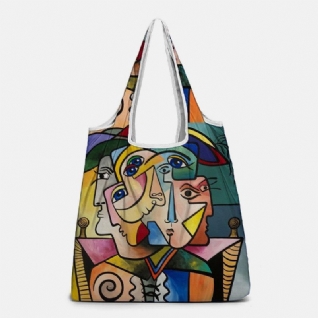 Femmes Abstraites Figures Motif Impression Sac À Main Sac À Bandoulière Léger Shopping Sacs En Tissu