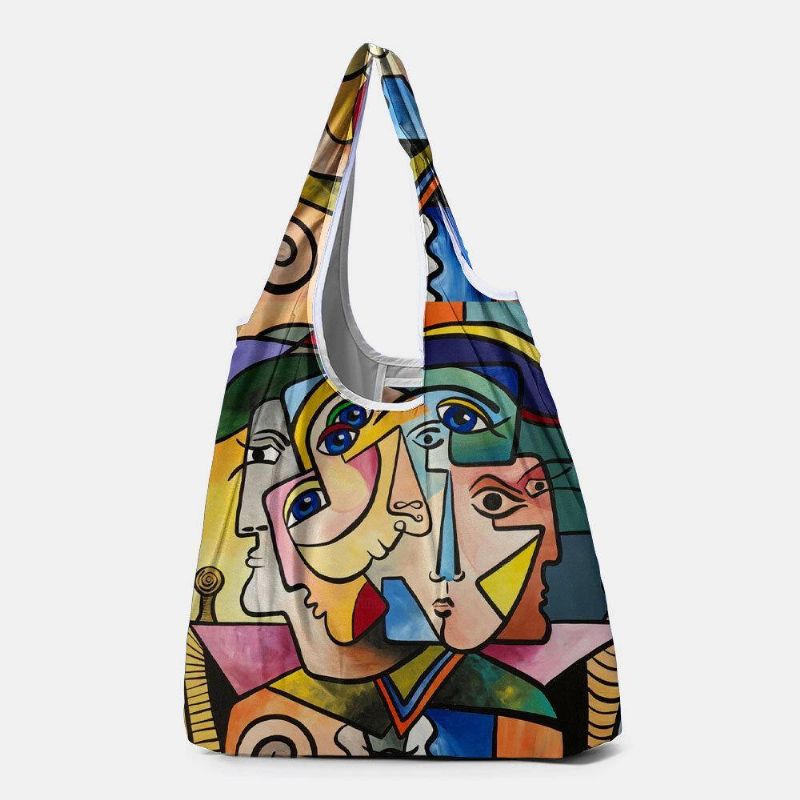 Femmes Abstraites Figures Motif Impression Sac À Main Sac À Bandoulière Léger Shopping Sacs En Tissu