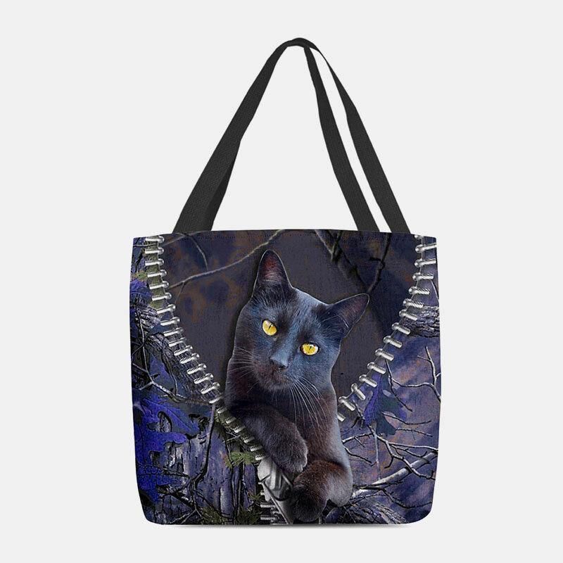 Femmes Felt Cute 3d Three-dimen'sional Cartoon Black Cat Branch Pattern Sac À Bandoulière Sac À Main Fourre-tout