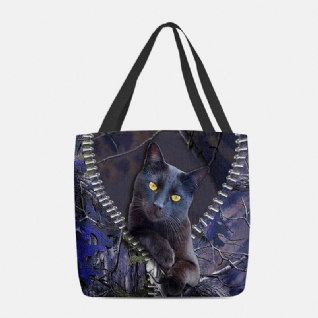 Femmes Felt Cute 3d Three-dimen'sional Cartoon Black Cat Branch Pattern Sac À Bandoulière Sac À Main Fourre-tout