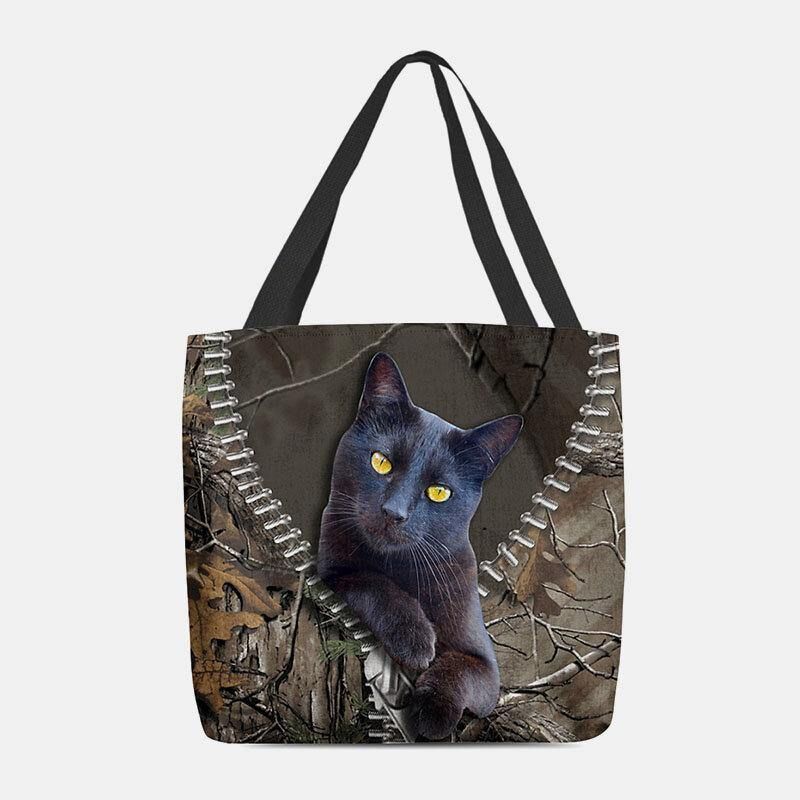 Femmes Felt Cute 3d Three-dimen'sional Cartoon Black Cat Branch Pattern Sac À Bandoulière Sac À Main Fourre-tout