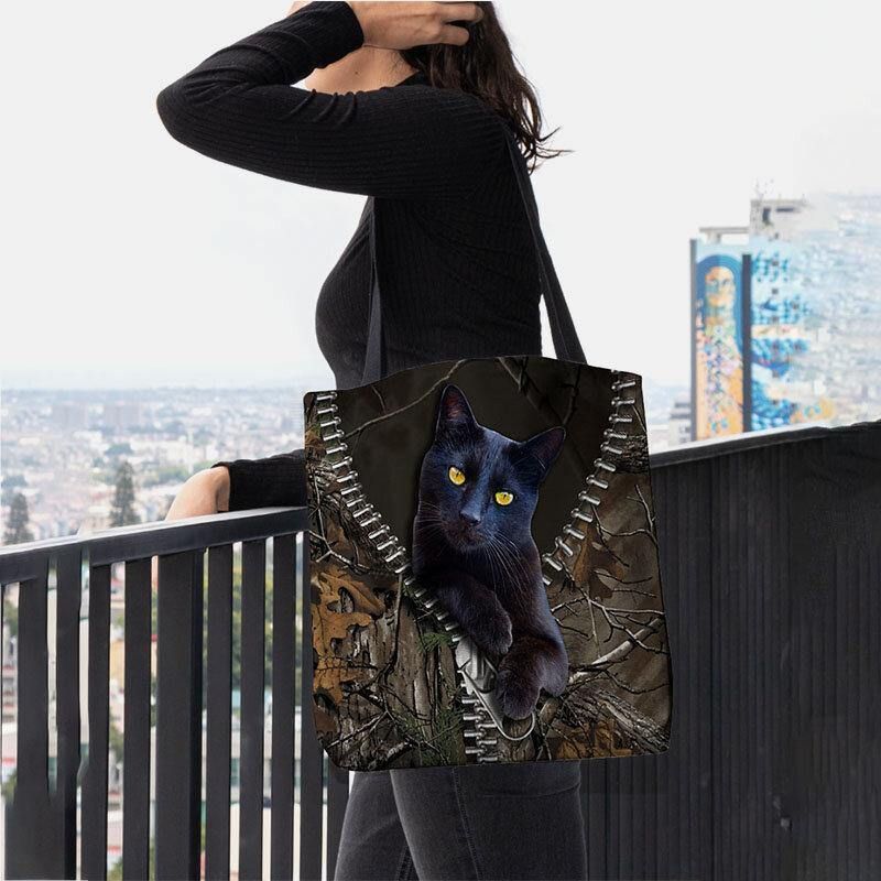 Femmes Felt Cute 3d Three-dimen'sional Cartoon Black Cat Branch Pattern Sac À Bandoulière Sac À Main Fourre-tout