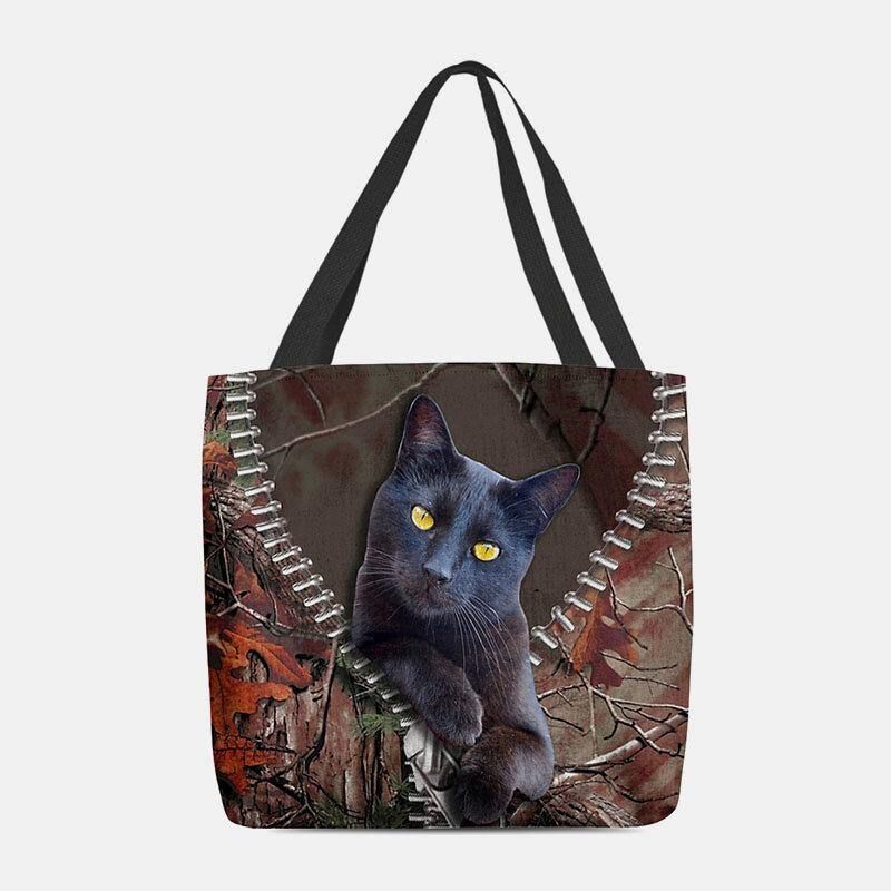 Femmes Felt Cute 3d Three-dimen'sional Cartoon Black Cat Branch Pattern Sac À Bandoulière Sac À Main Fourre-tout