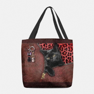 Femmes Feutre Mignon 3d Trois Dimensions Dessin Animé Chat Noir Pendentif Motif Sac À Bandoulière Sac À Main Fourre-tout