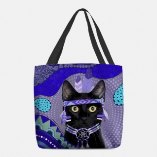 Femmes Feutre Mignon Dessin Animé Égyptien Habillé Motif Chat Noir Sac À Bandoulière Sac À Main Fourre-tout