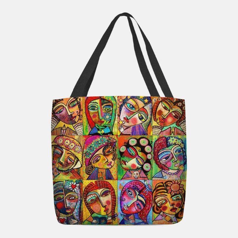 Femmes Feutre Multicolore Dessin Animé Figure Imprimer Sac À Main Sac À Bandoulière Fourre-tout