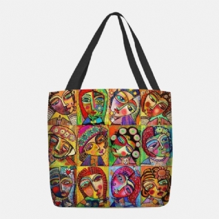 Femmes Feutre Multicolore Dessin Animé Figure Imprimer Sac À Main Sac À Bandoulière Fourre-tout