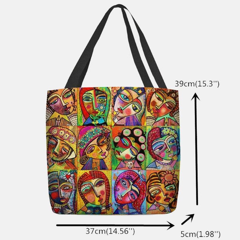 Femmes Feutre Multicolore Dessin Animé Figure Imprimer Sac À Main Sac À Bandoulière Fourre-tout