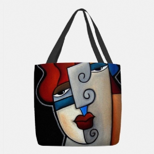 Femmes Feutre Picasso Style Multicolore Dessin Animé Figure Imprimer Sac À Main Sac À Bandoulière Fourre-tout