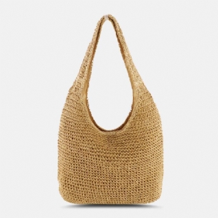 Femmes Paille Respirant Simple Mode Plage Sac Fourre-tout Sac À Bandoulière Sac À Main