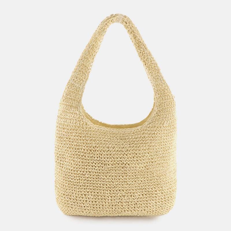 Femmes Paille Respirant Simple Mode Plage Sac Fourre-tout Sac À Bandoulière Sac À Main