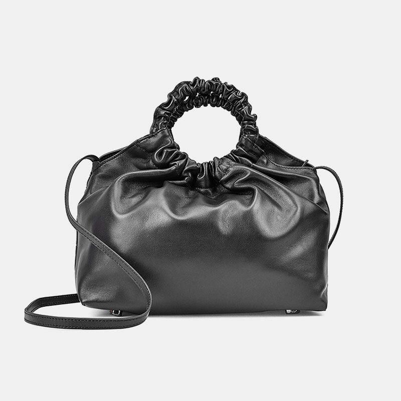 Femmes Pu Cuir Couleur Unie Coquille-forme Ruché Sac À Main Sac Cartable Sac À Bandoulière Sac À Bandoulière