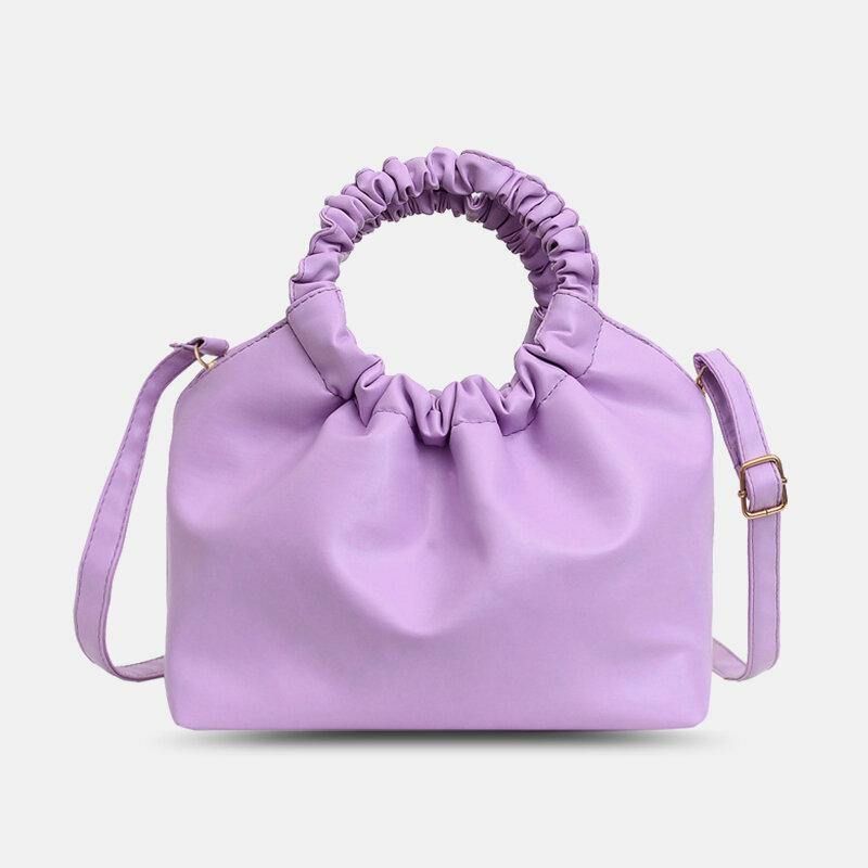 Femmes Pu Cuir Couleur Unie Coquille-forme Ruché Sac À Main Sac Cartable Sac À Bandoulière Sac À Bandoulière