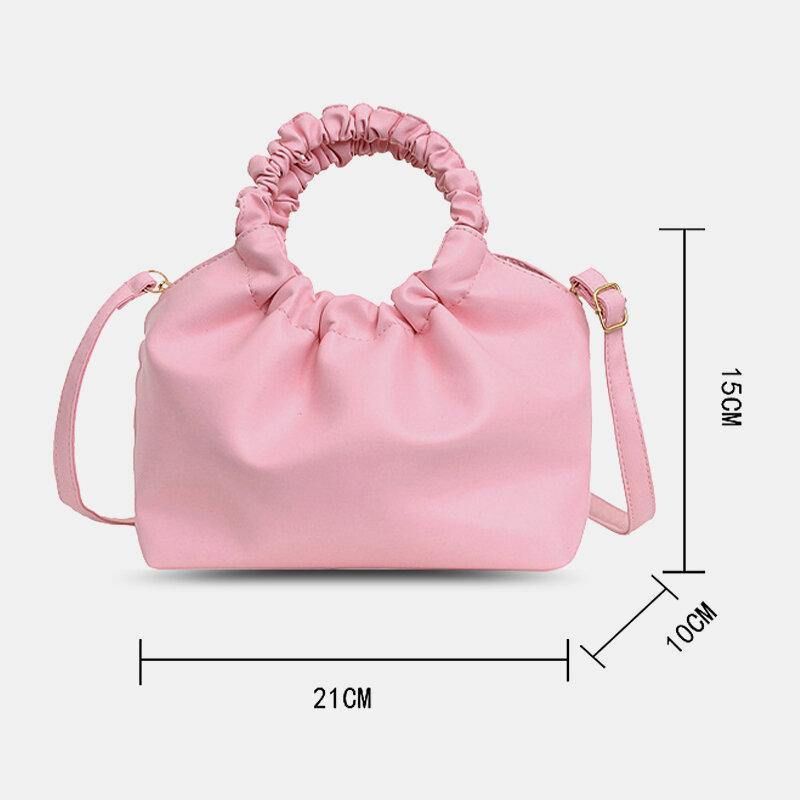 Femmes Pu Cuir Couleur Unie Coquille-forme Ruché Sac À Main Sac Cartable Sac À Bandoulière Sac À Bandoulière