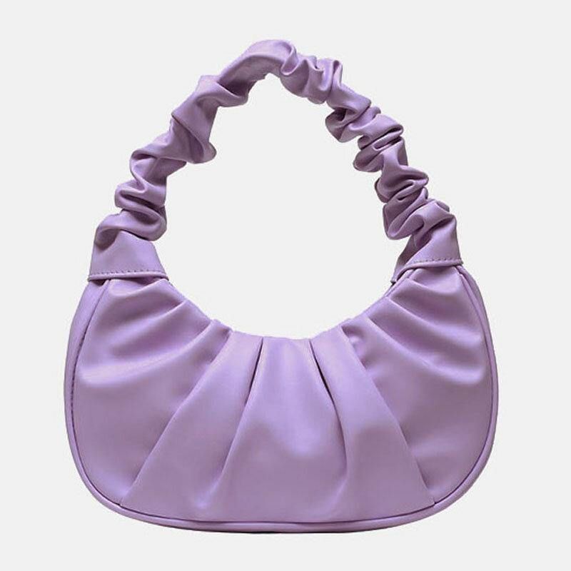 Femmes Pu Cuir Couleur Unie Pli Mode Sous Les Bras Sac Sac À Bandoulière Sac À Main