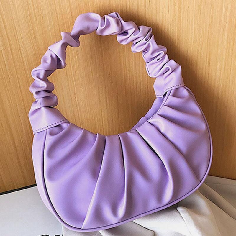 Femmes Pu Cuir Couleur Unie Pli Mode Sous Les Bras Sac Sac À Bandoulière Sac À Main